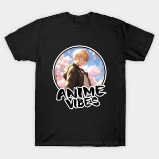 Cool Anime Boy and Cherry Blossom Trees - Anime Shirt T-Shirt